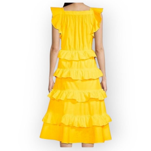 Rachel Parcell Marigold Ruffle Cotton Midi-Dress Size 14 NWOT Ray of Sunshine - Picture 4 of 15